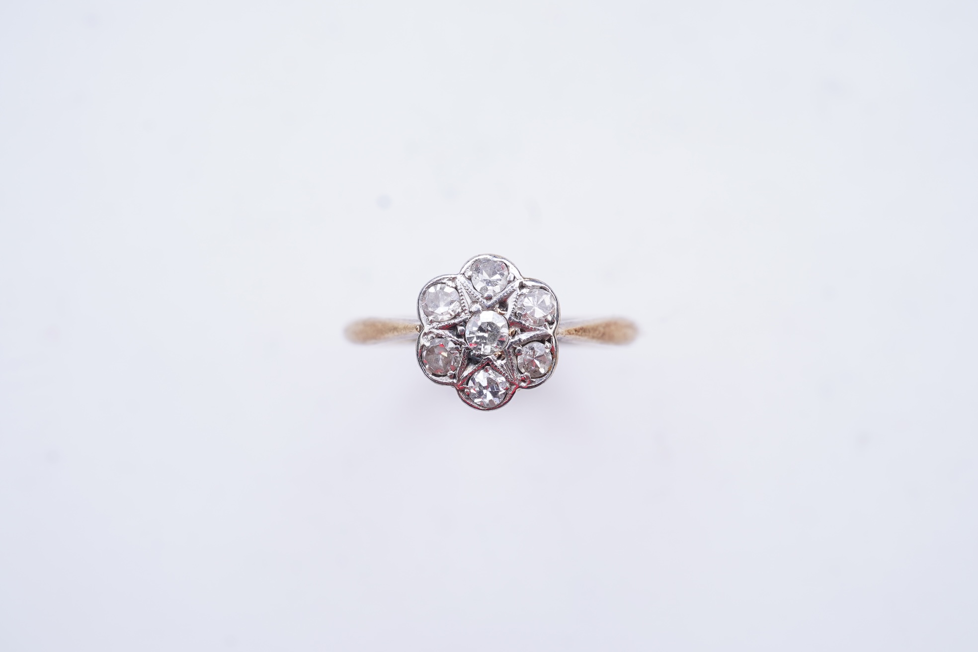 A diamond cluster ring, early 20th century